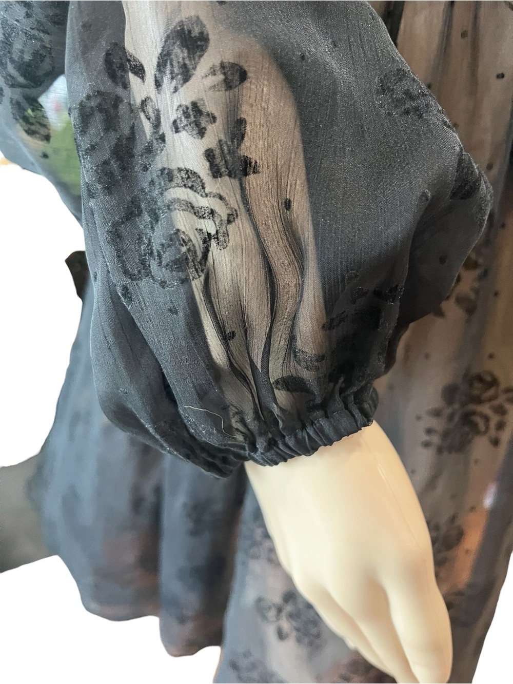 Voodoo Vixen Black Rose Sheer Midi Shirt Dress • Whimsigoth Rockabilly M - Picture 4 of 12